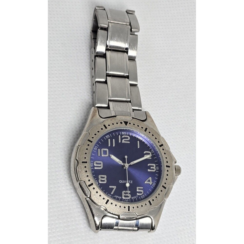 Mens Advance Puritan Round Silver Tone Blue Dial Bracelet Band Watch 13 - Picture 6 of 8